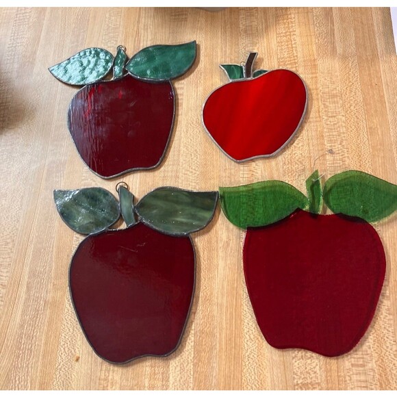 Apple Window Decorations Treatment Fuzed & Stained Glass Apples Pick your fave - Picture 1 of 7